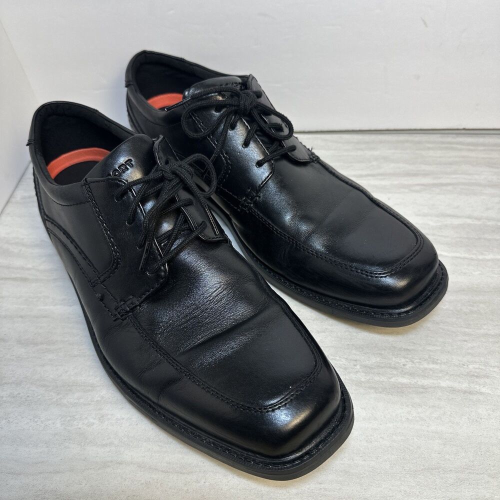 Rockport truTECH Men’s Apron Toe Lace up Leather Dress Shoes Size 12 Black